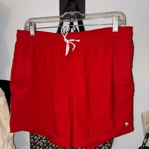 Abercrombie & Fitch Red Board Shorts with White Drawstring